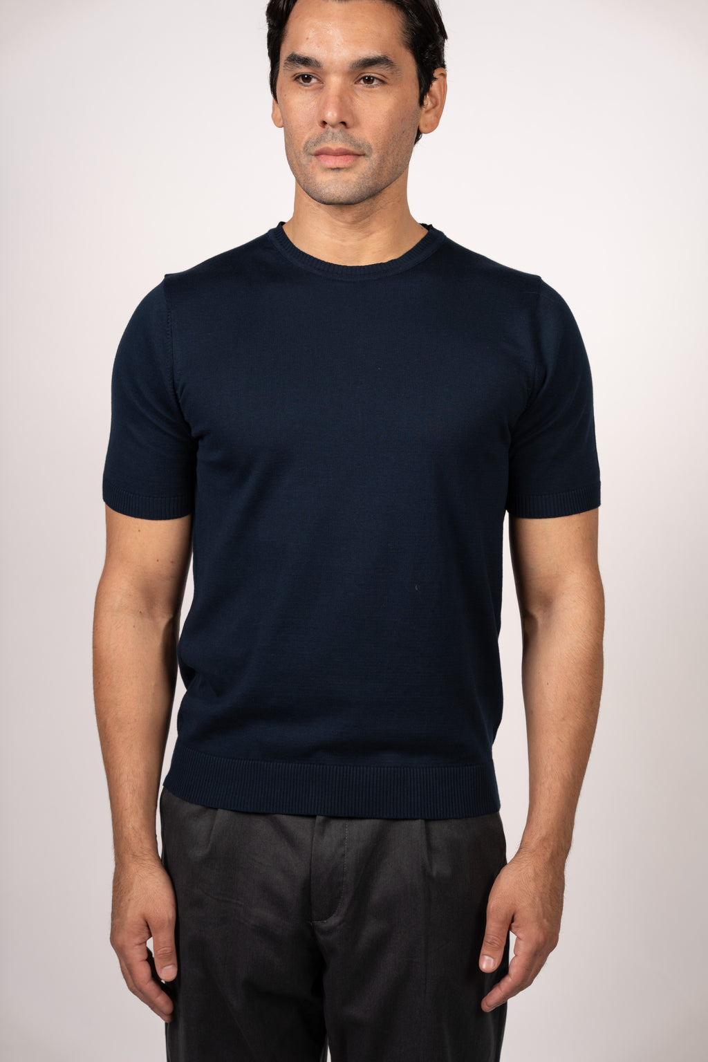 Basic Knitted Crewneck-Navy