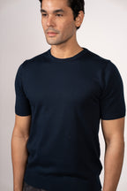 Basic Knitted Crewneck-Navy